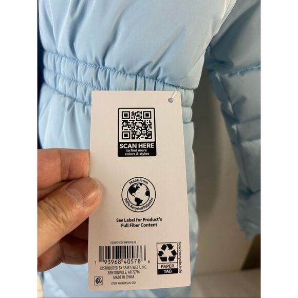 Members mark girls puffer blue fur hood 10/12 new - Picture 5 of 6